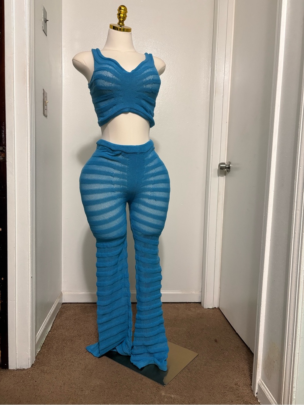 Fashion Nova Turquoise Knit 2pc Cover up Set